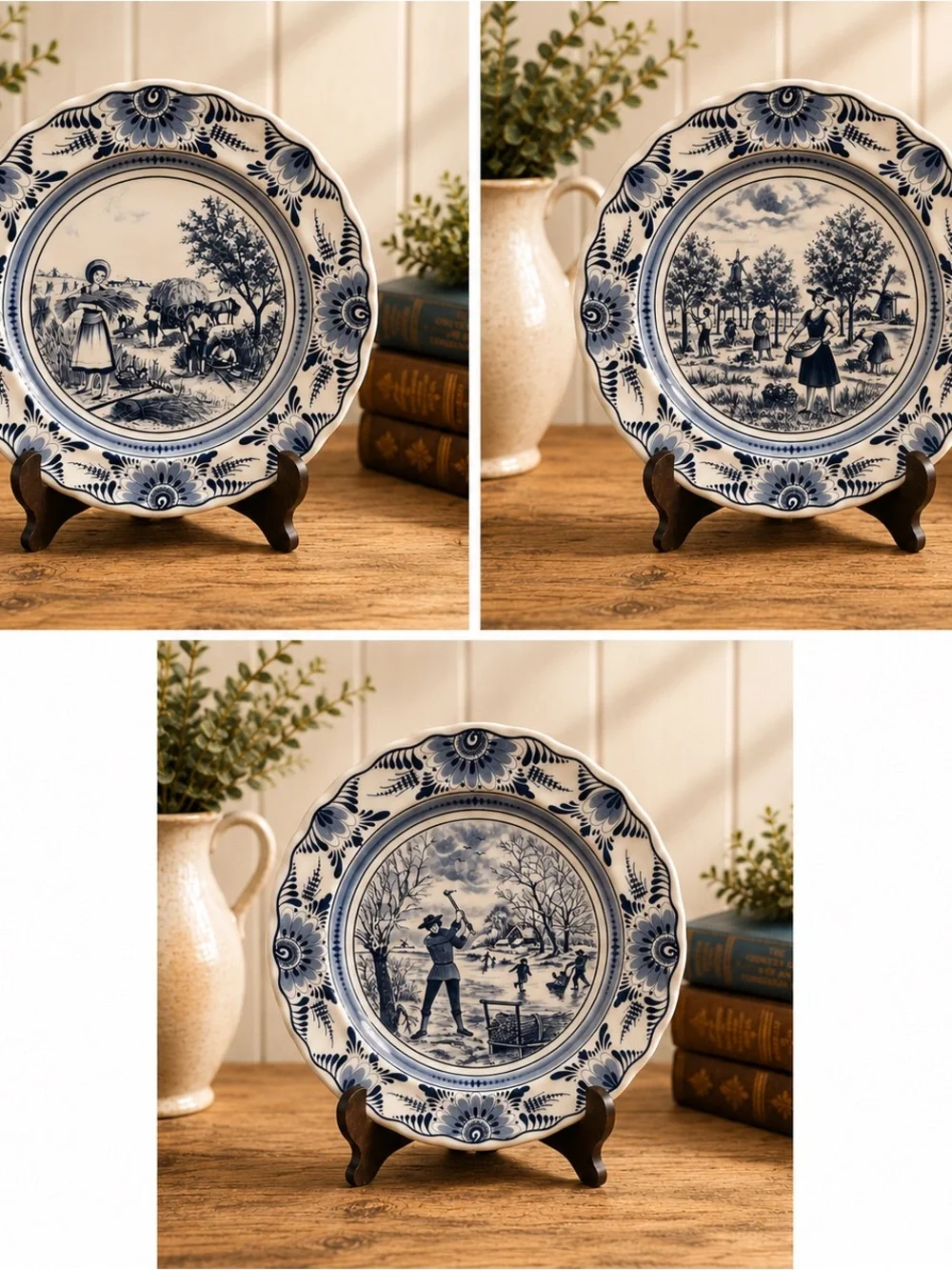 Blue and White Decorative Delft-Style Plate
